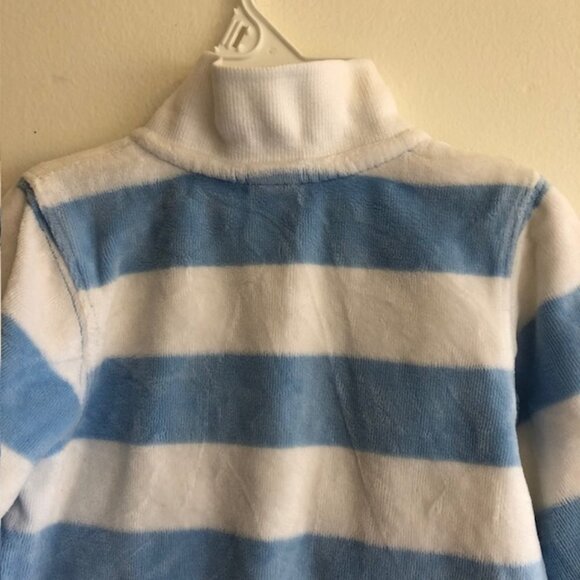 BABY GAP Velour Blue White Stripe Long Sleeve Pocket One Piece 3-6 Mos - Picture 6 of 15